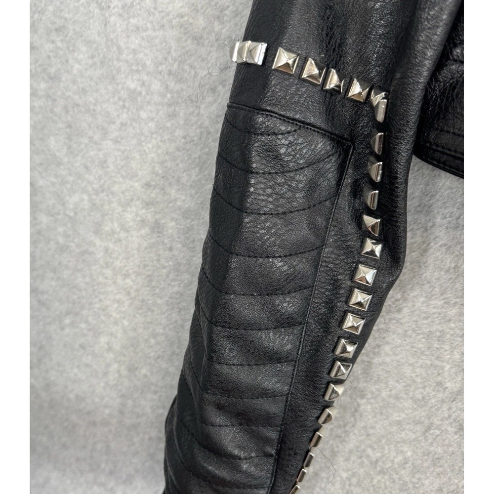 Azalea Wang Studded Vegan Leather Moto Jacket Plaid Monster High Frankie Stein M - Picture 12 of 16